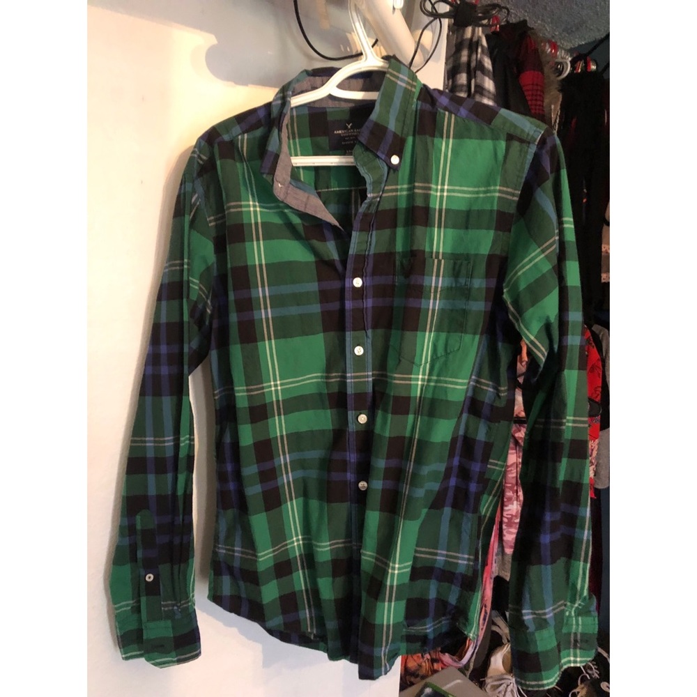 American Eagle Green Plaid Shirt